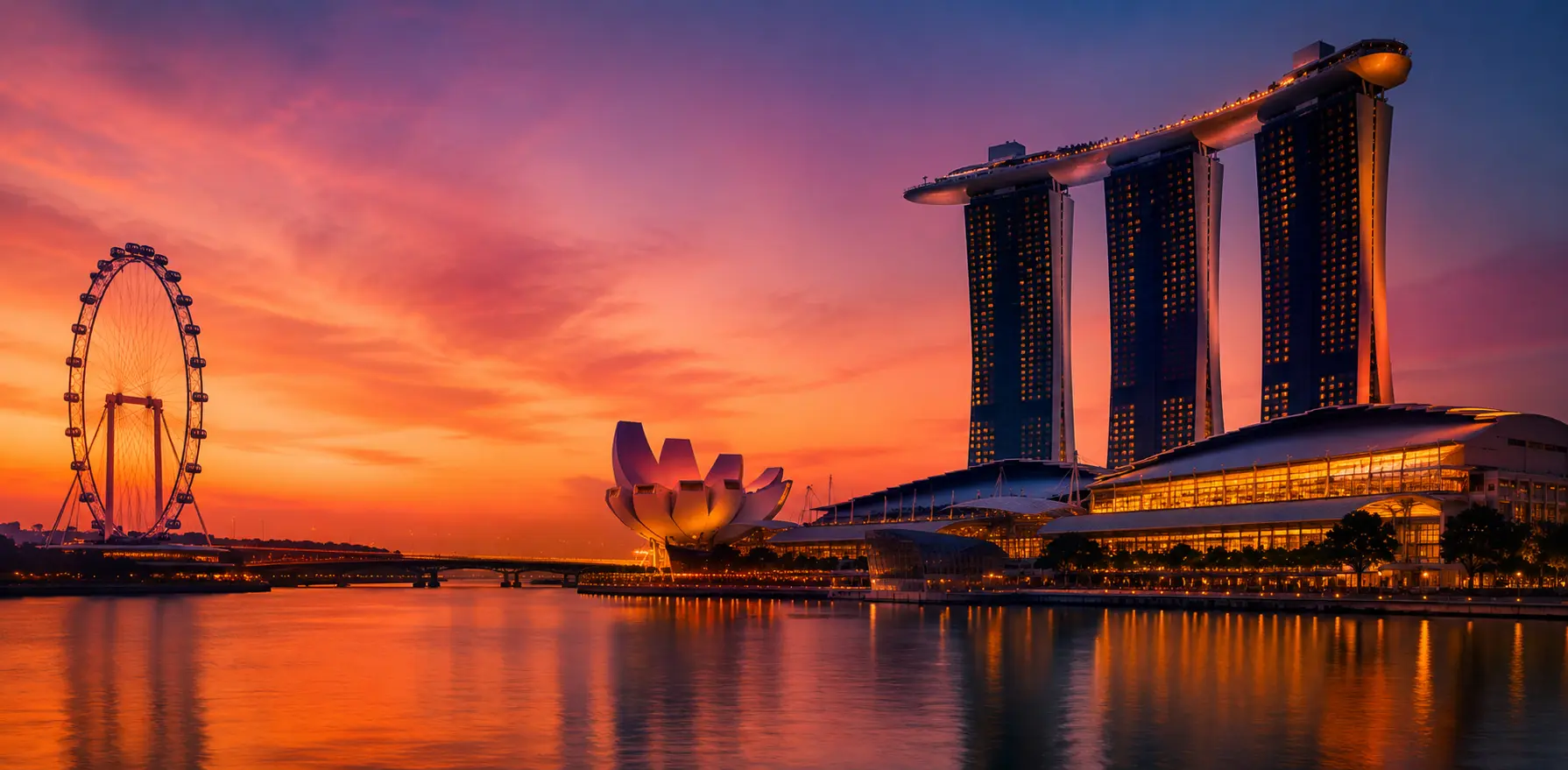 Singapore Marina Bay skyline at sunset
